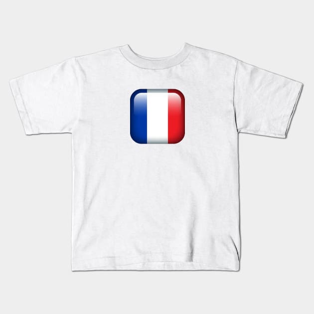 Cool Retro French Style Flag Emblem Kids T-Shirt by PlanetMonkey